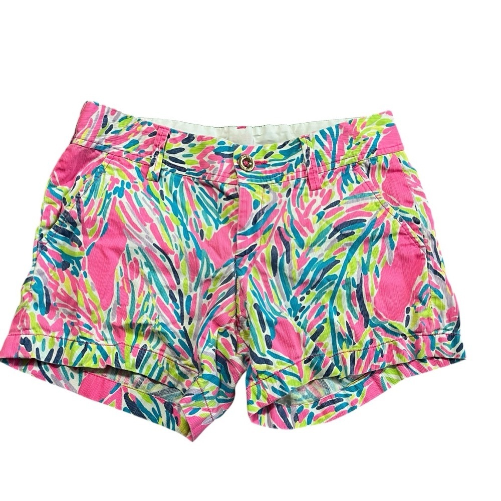 Palm Reader Lilly Pulitzer Callahan Shorts Size 2 Pink Abstract Euro Vacation
